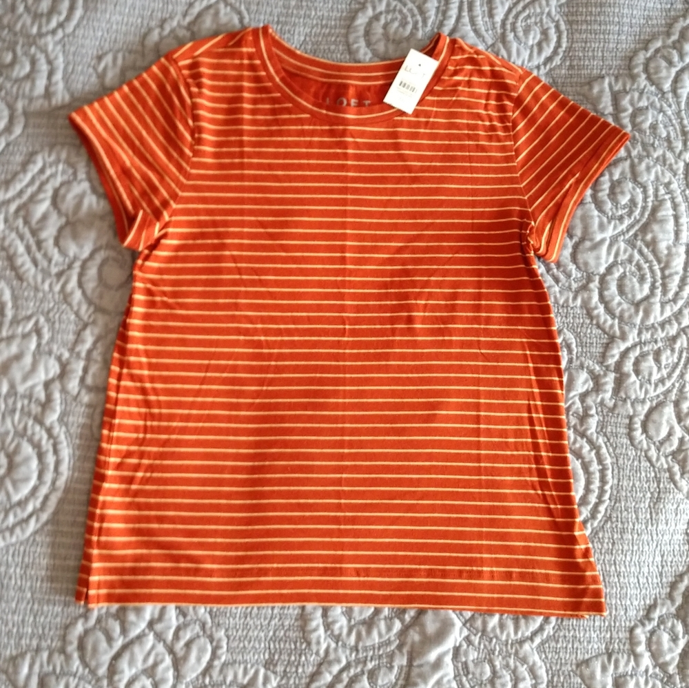NWT Loft rust & cream striped t-shirt, xs